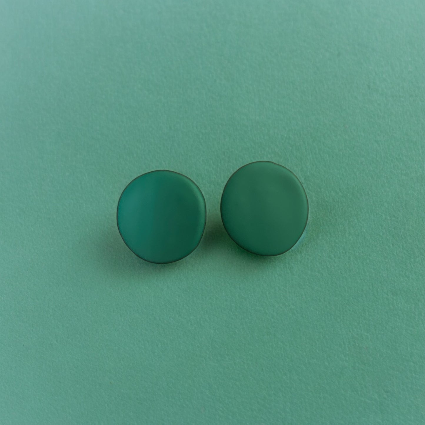 Teal Button Earrings