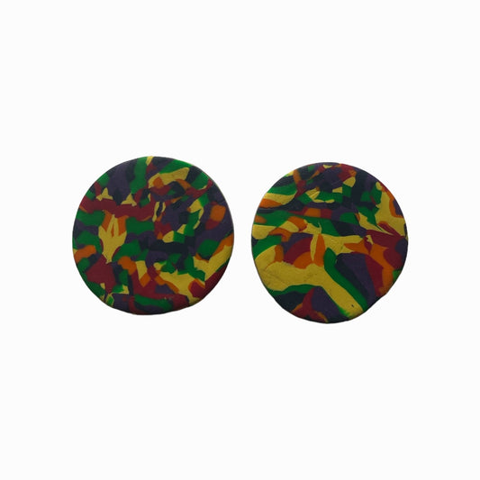 Rainbow Button Earrings