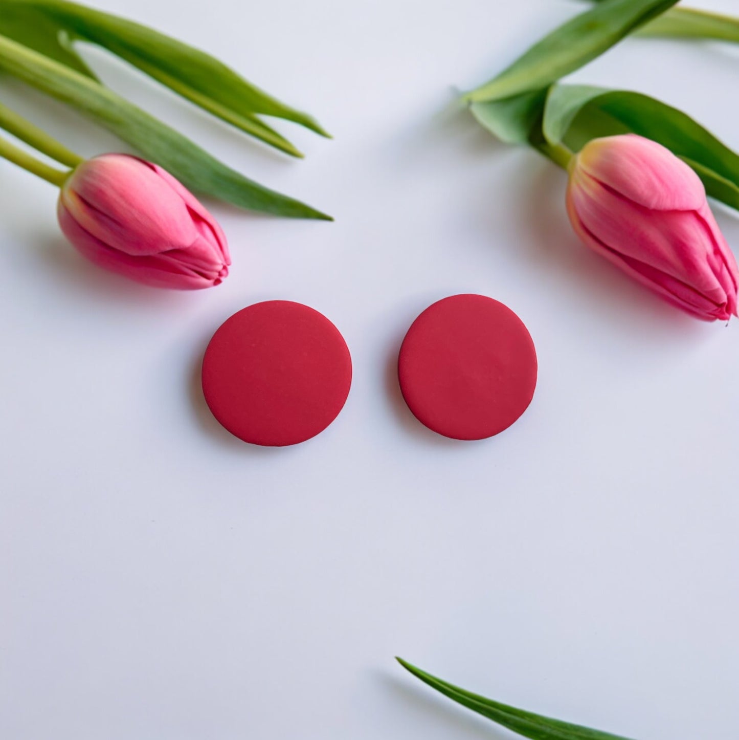 Pink Button Earrings