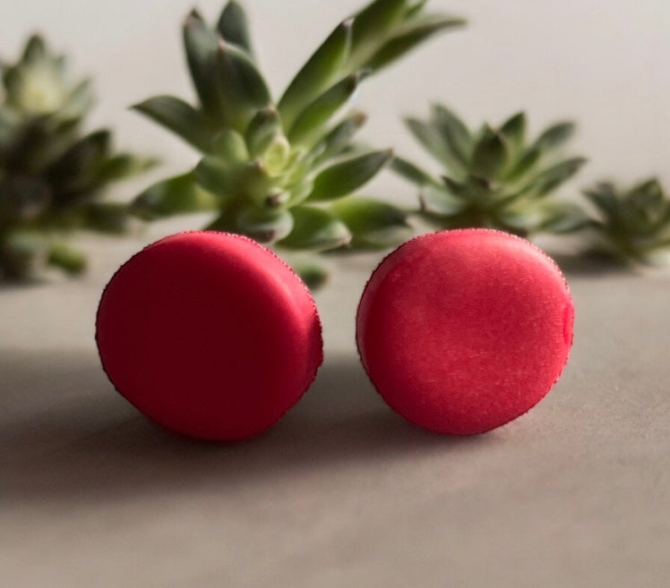 Red Button Earrings