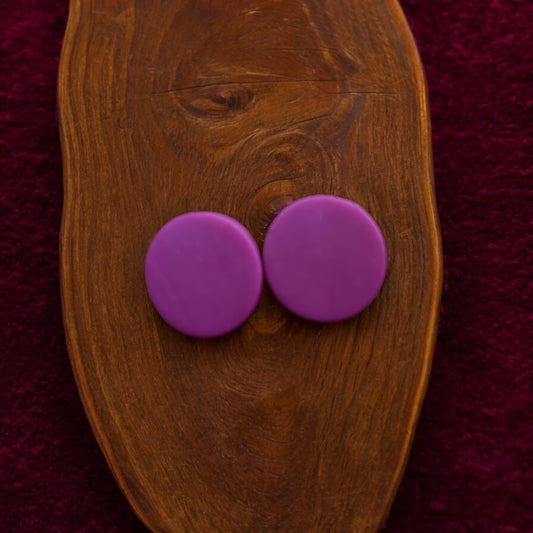 Gitter Purple Button Earrings