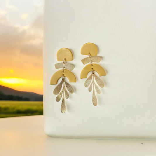 Mustard Gold Dangling Earrings