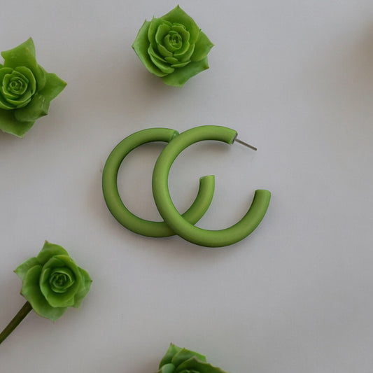 Metallic Lime Green Hoop Earrings