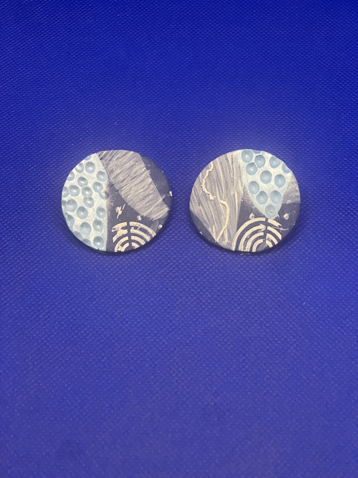 Denim Button Earrings