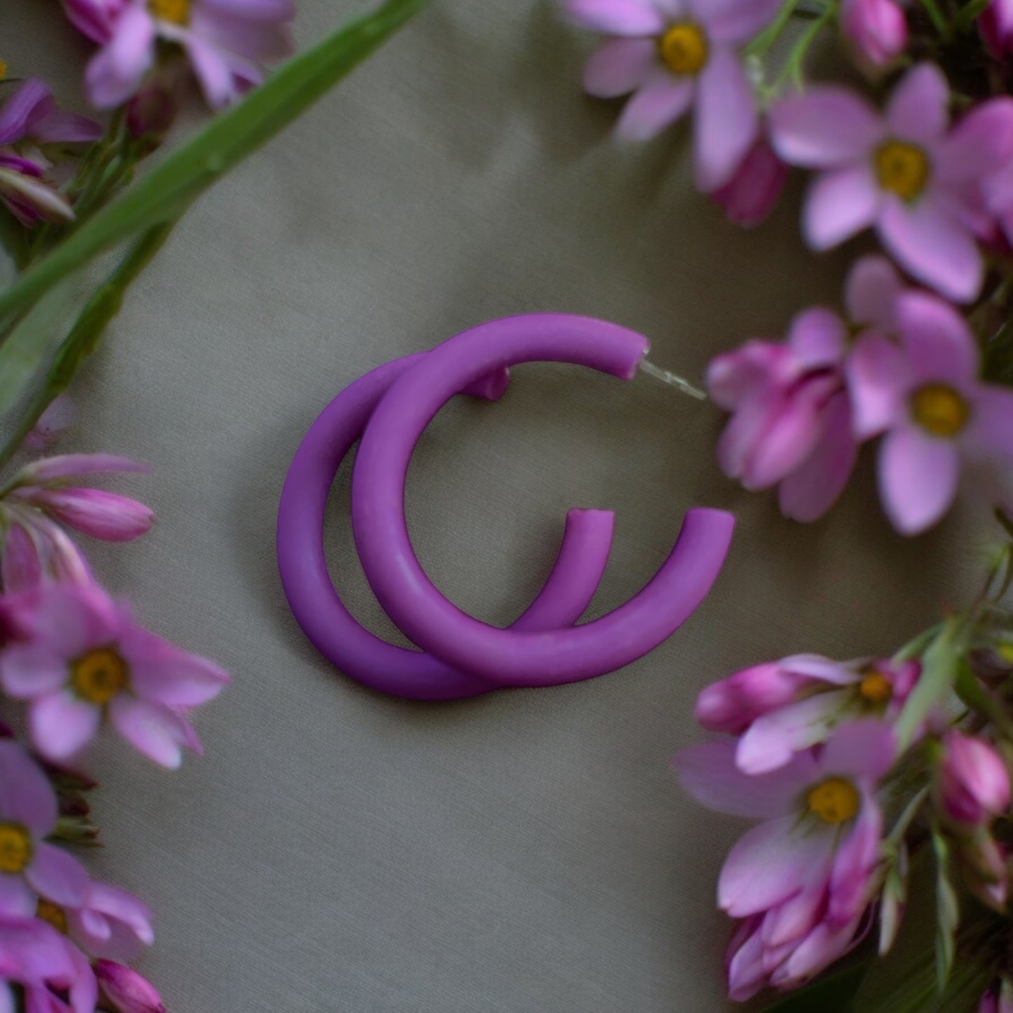 Metallic Purple Hoop Earrings