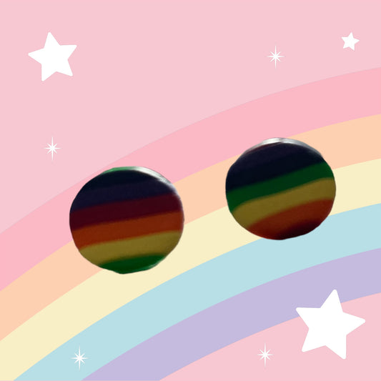 Rainbow Button Earrings